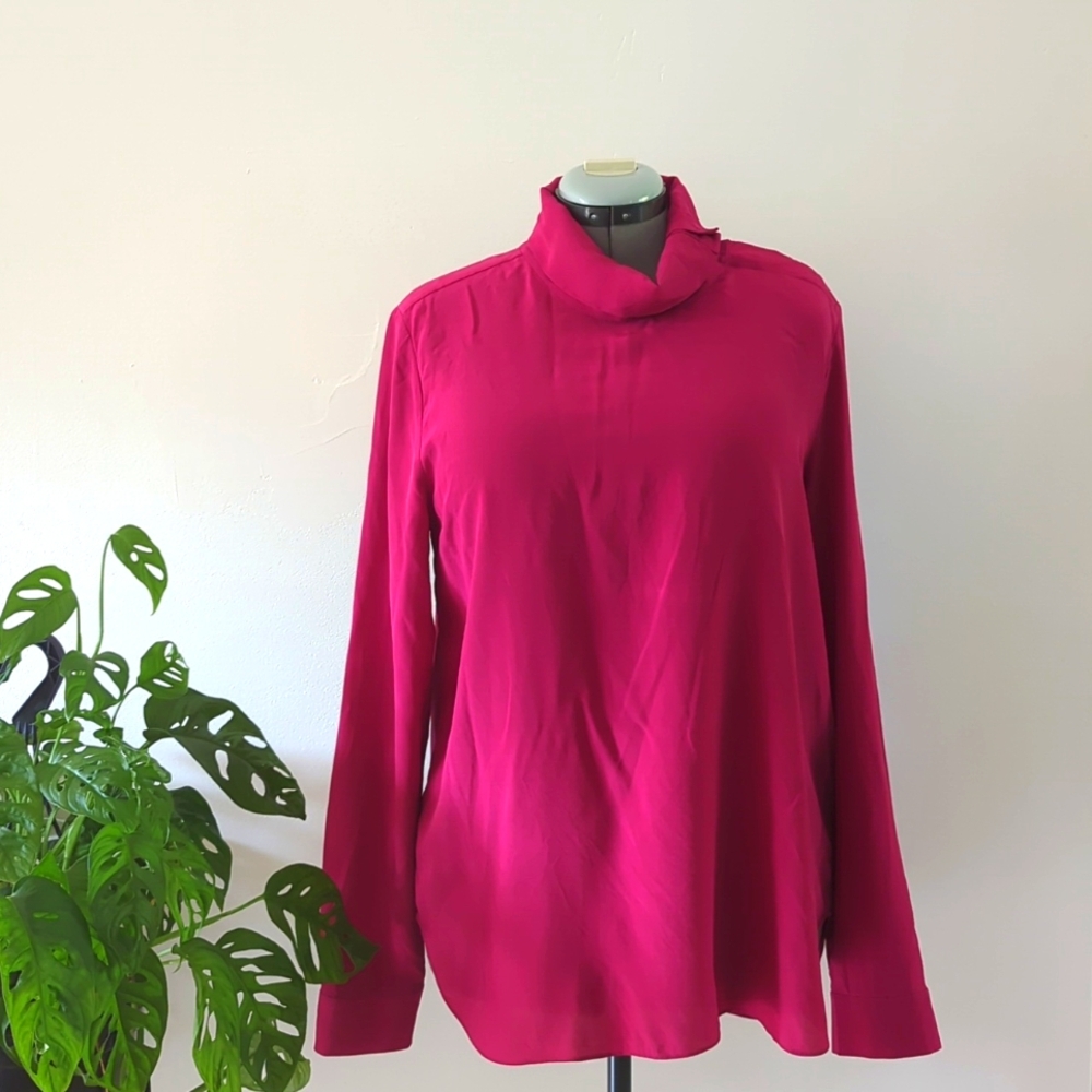 COS High Neck Pink Pink Silk  Blouse